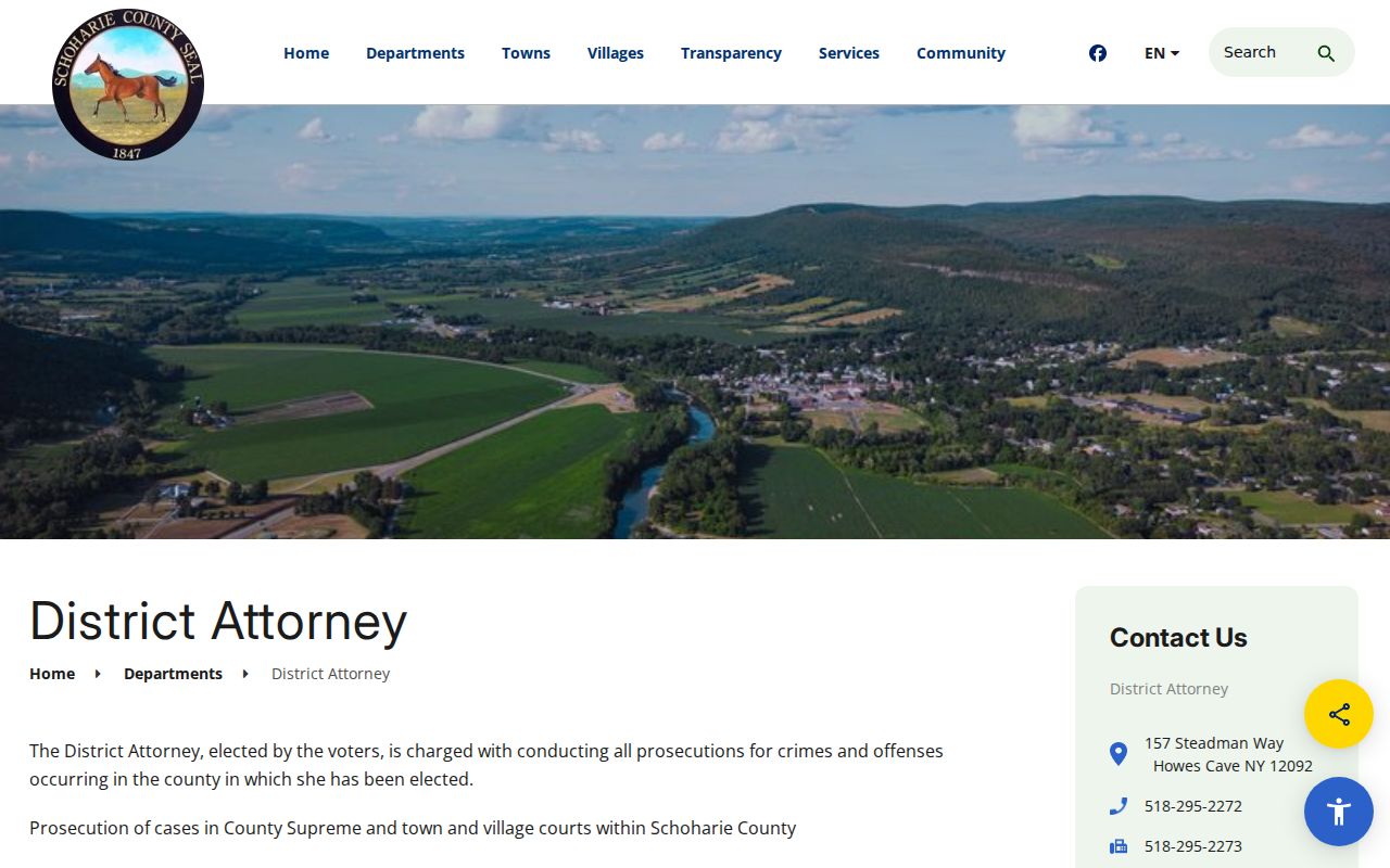 Schoharie County District Attorney criminal court case records page