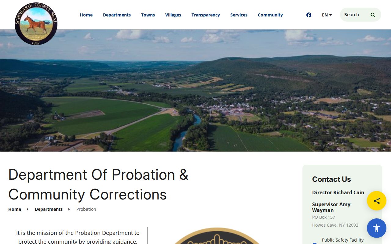 Schoharie County criminal warrant and probation records page