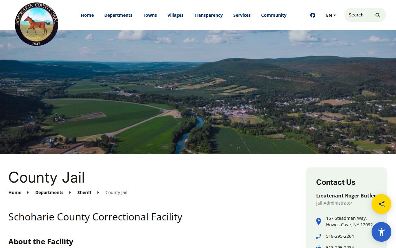 Schoharie County criminal history jail information page