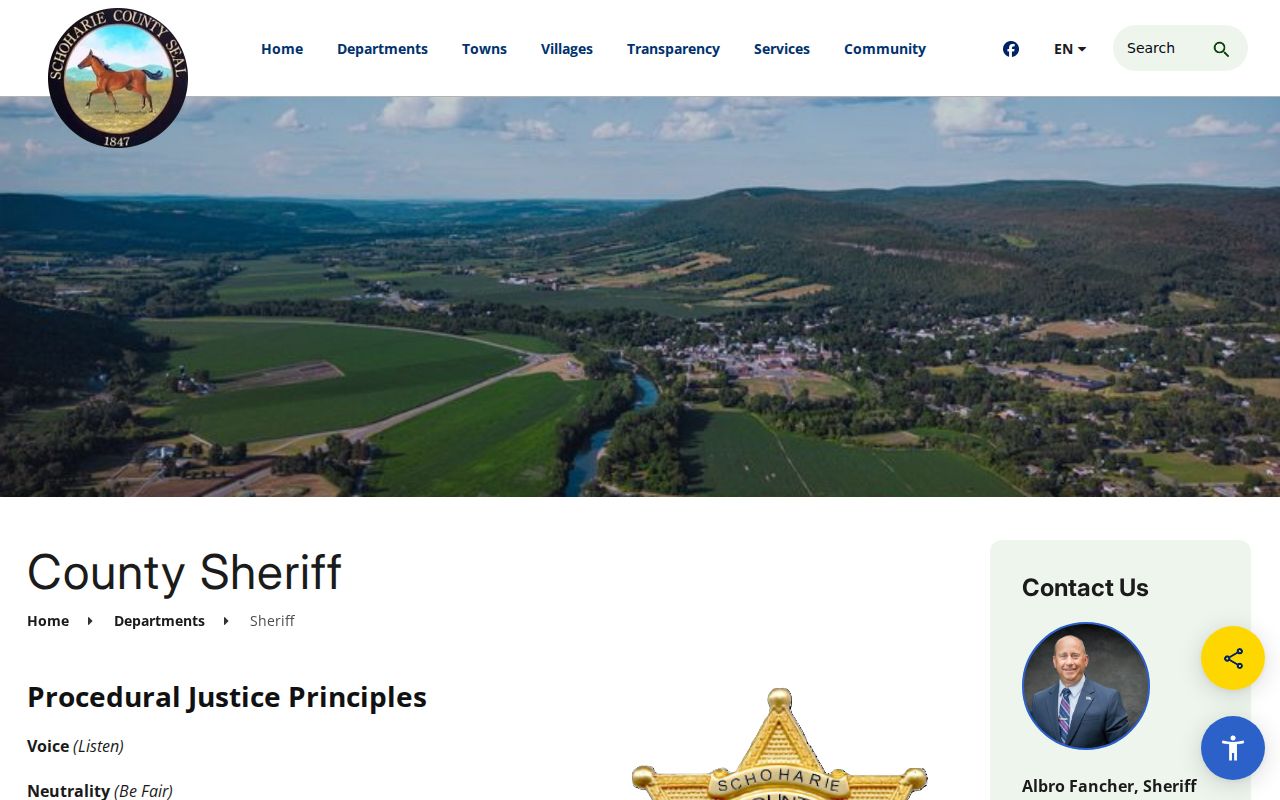 Schoharie County criminal history sheriff office page