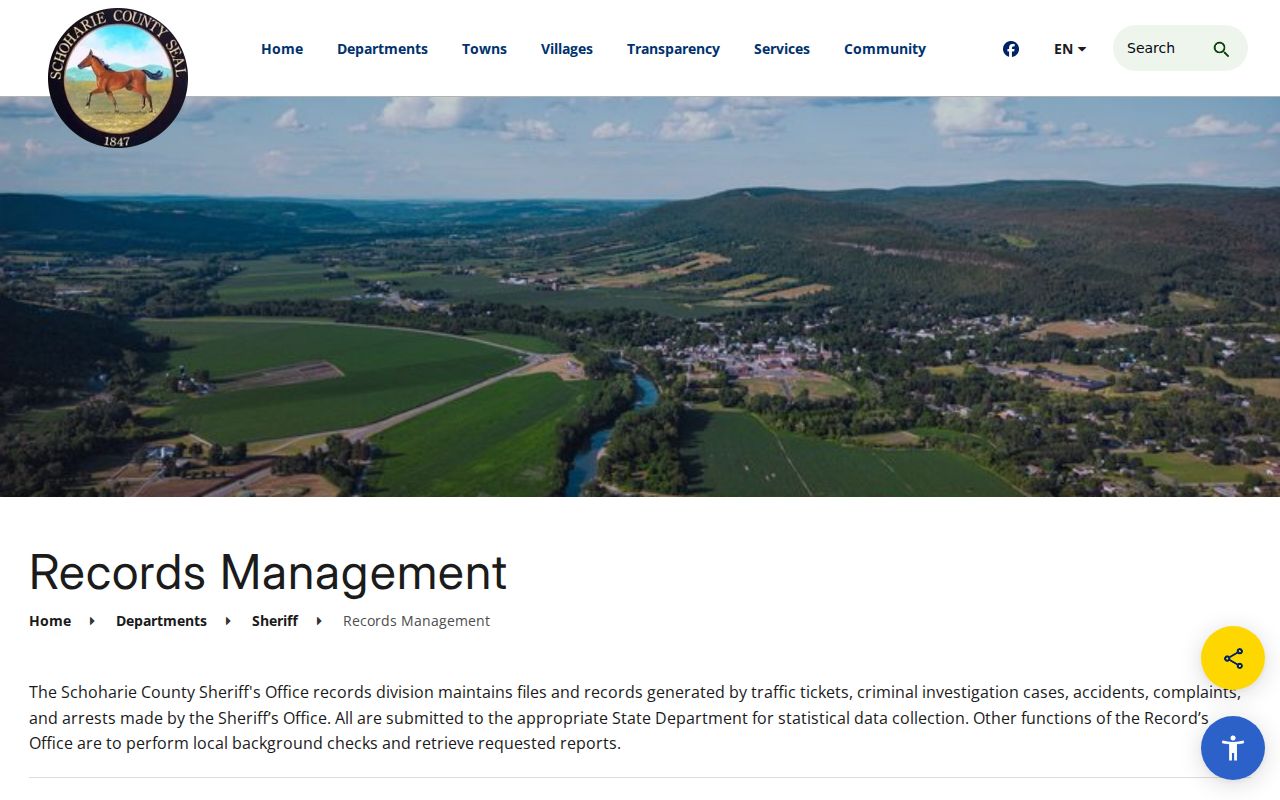 Schoharie County criminal records management request page
